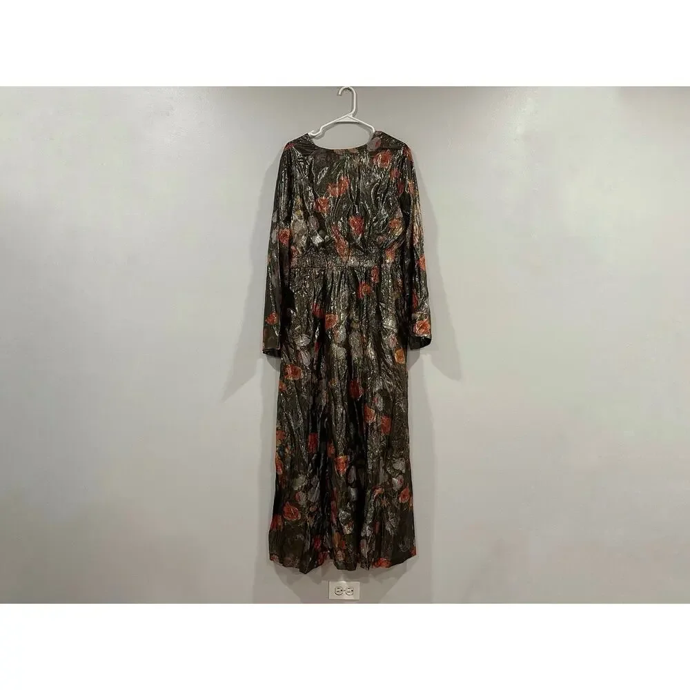 Caballero Anthropologie Caballero Deep V-Neck Maxi Metallic Dress XL - Picture 7 of 10